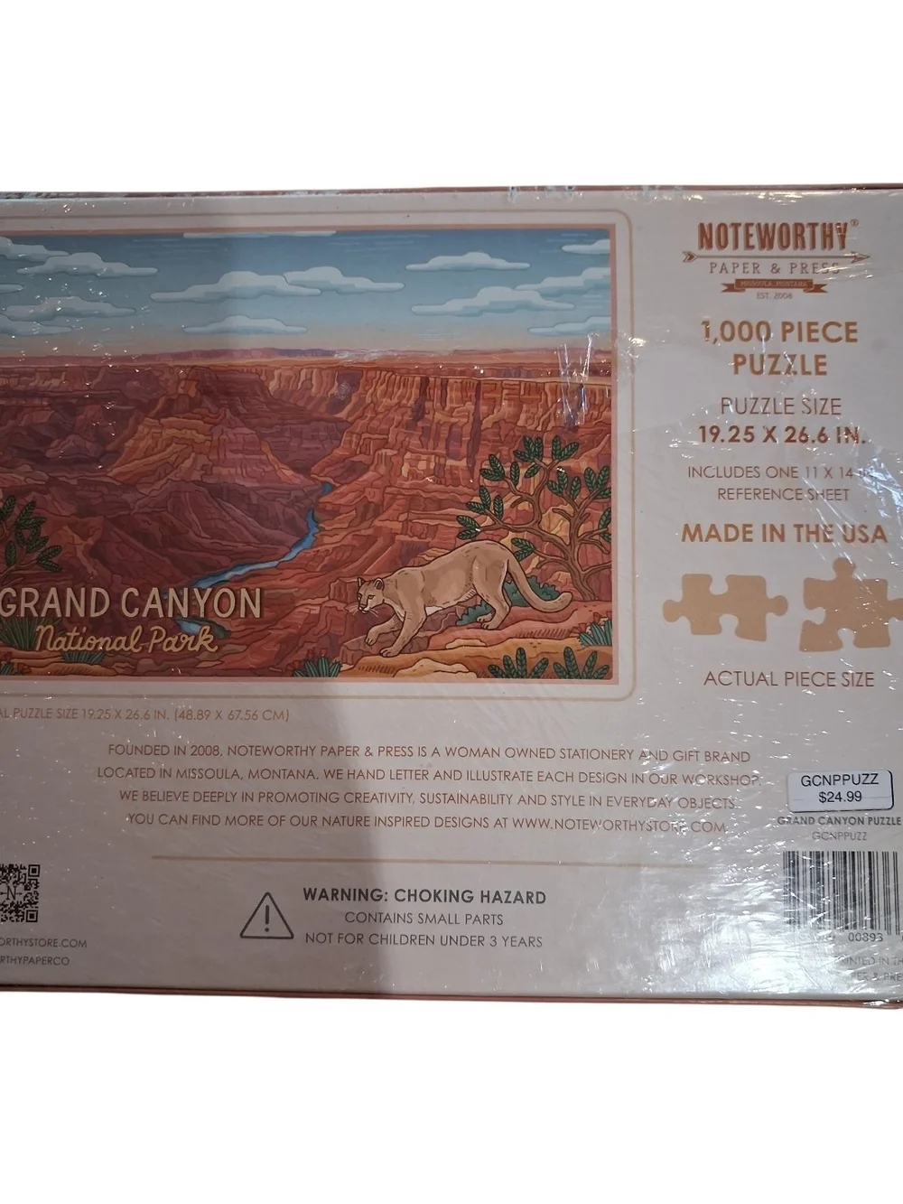Grand Canyon National Park 1,000 Piece Puzzle - Desert Orange & Blue